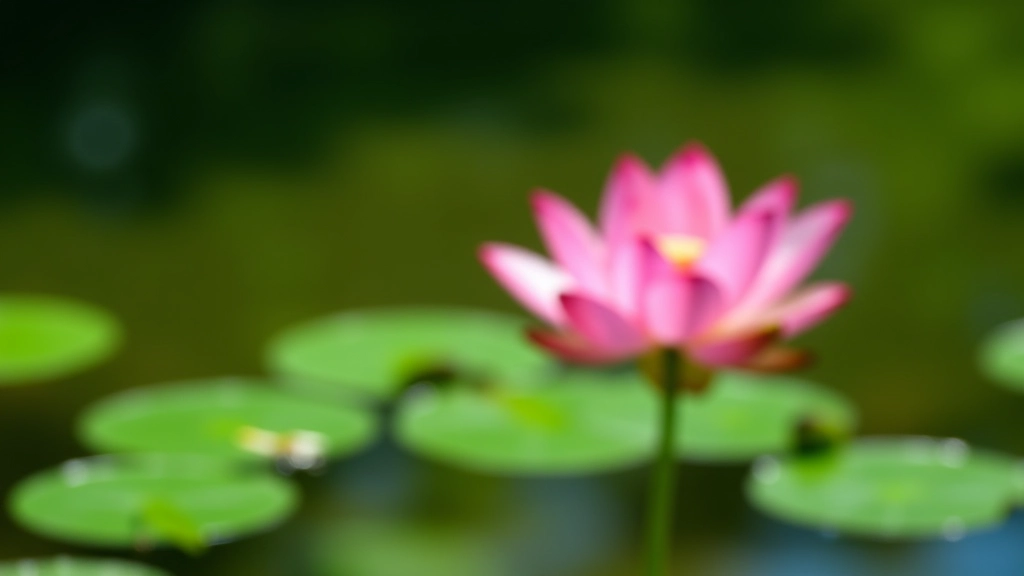 Loto rosa en estanque durante día soleado con hojas verdes flotantes alrededor